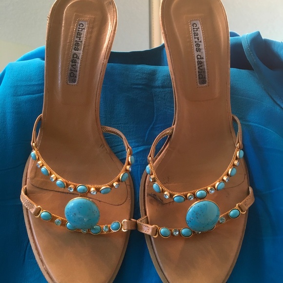 CHARLES DAVID Dress stiletto Strappy heels slip on - Picture 2 of 13